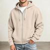 Men's Full Zip Hoodie Drop Shoulder Sleeves, Casual Long Sleeve Sweatshirt for Everyday Wear
