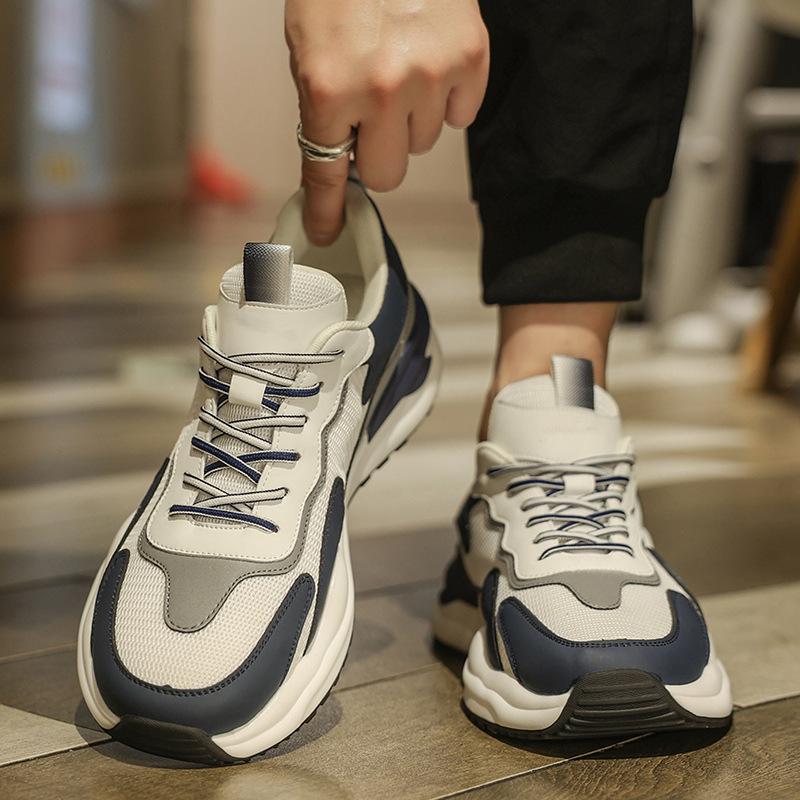 Men's shoes summer thin breathable mesh new versatile sports leisure lightweight thick-soled running dad shoes