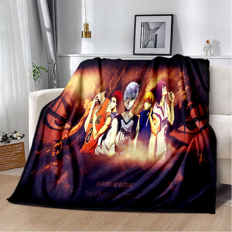 Anime Kuroko's Basketball Cartoon Blanket,Soft Throw Blanket for Home Bedroom Bed Sofa Picnic Travel Office Cover Blanket Kids