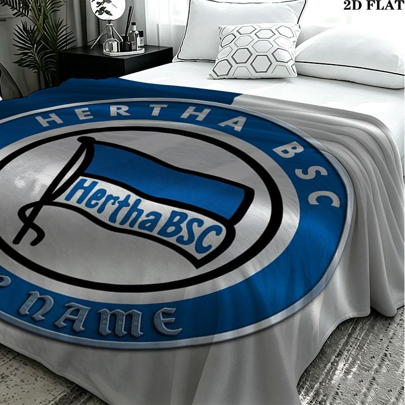 1PC Hertha BSC Custom Name Patterned Flannel Blanket Suitable For All Seasons for Home Decor Warmth and Comfort Gifts Holiday Present