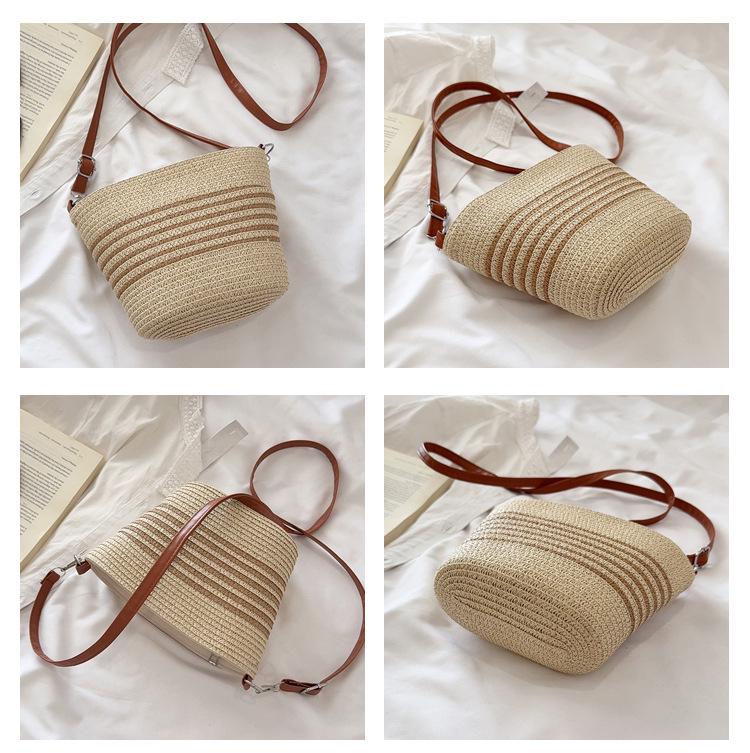 Women's 2026 Summer Straw Woven Crossbody Bag: Casual & Versatile Beach Vacation Bucket Bag