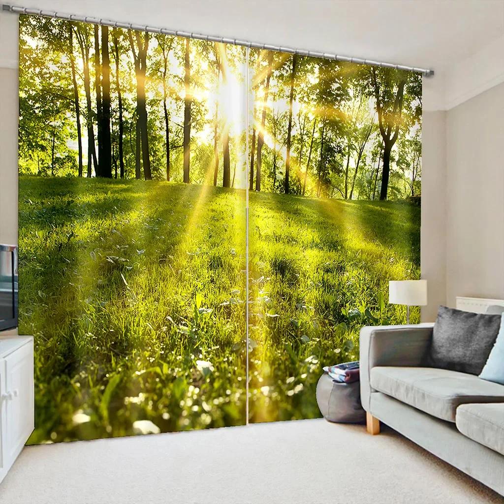 

3D Садовые камни Бамбуковый лес Шторы для гостиной Современные оконные шторы для спальни Шторы Шторы Жалюзи Окно Cortina (50Wx50H)x2(CM)&Grommet Top