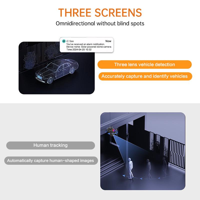 ICSEE 3-Lens WiFi Surveillance Camera with Warning Light for Indoor/Outdoor Use