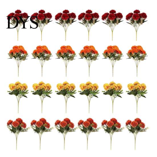 Vivid Artificial Flowers for Events Mums Outdoor, UV Resistant Fake Fall Chrysanthemums Decorative Plastic Dining Table Marigold Plant, Autumn Floral