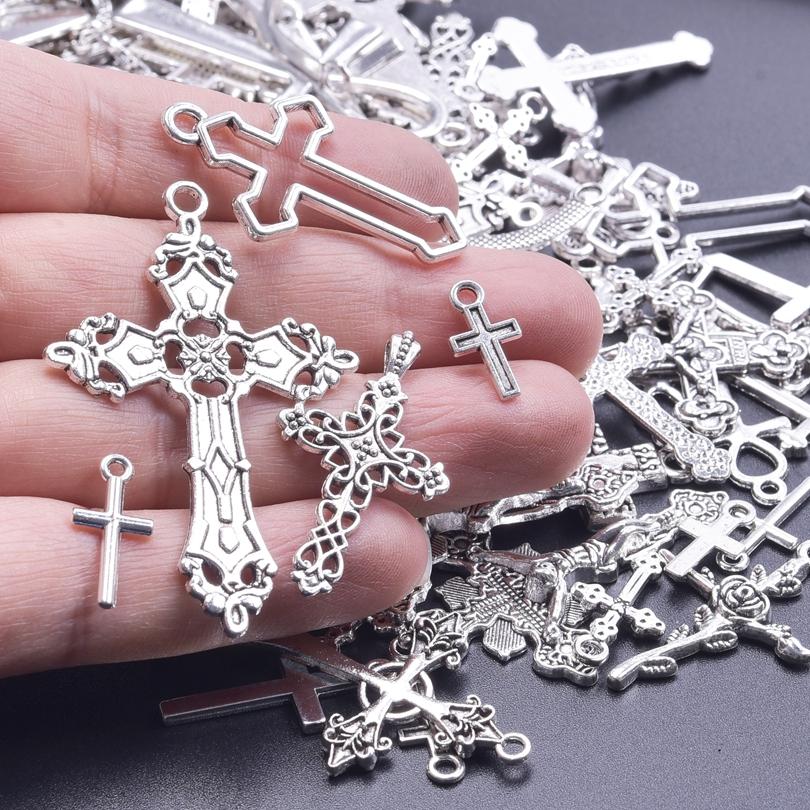 102030Pcslot Metal Silver Color Cross Charms For Jewelry Making Supplies Christ Accessories Handmade Womenmen Pendant Charm