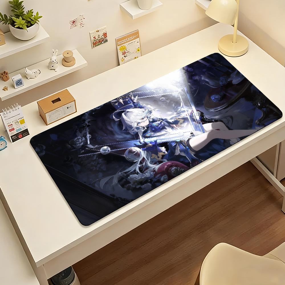 Genshin  Furina  Mouse Pad  Nonslip Locking Edge DeskMat PC Laptop Accessories Rubber Office Keyboard Large Game XXL Carpet
