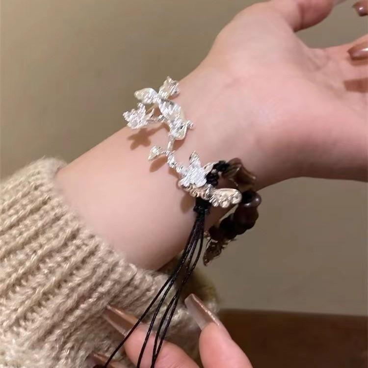 Pendant Butterfly Exotic Bracelet Handwoven From Alloy With Ethnic Flair Women For
