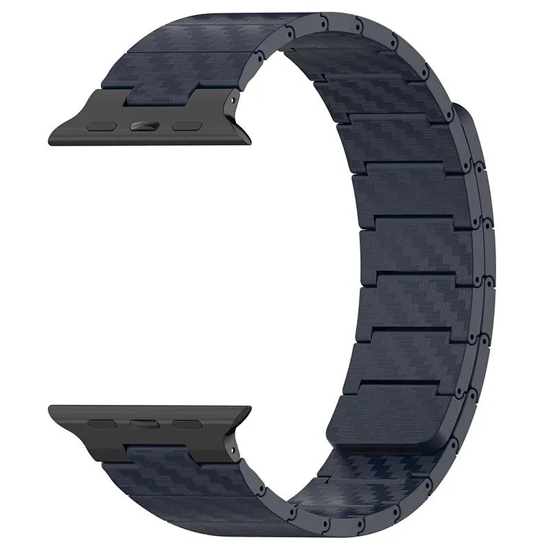 Carbon Fiber Strap+PC Case For Apple Watch Band Ultra 2 49mm 45mm 41mm 44mm 40 42mm Magnetic Bracelet iWatch 9 8 7 6 5 4 3 SE