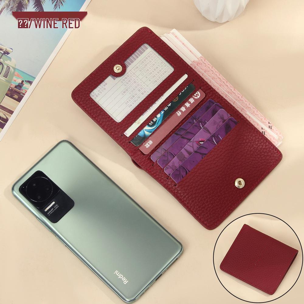 

Женский ультратонкий кошелек из натуральной кожи с RFID-защитой - Короткий, Много отделений для карт, Простая прошивка