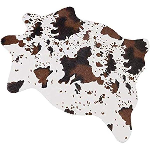 Faux Sika Deer Print Hide Rug Faux Fur Cowhide Area Rug Animals Print Mat Carpet for Home (3.4ftX2.9ft) Cow Print - 29x43inch