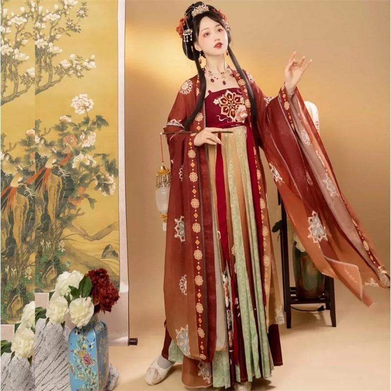 Large Size Chinese Tang Dynasty Style Hanfu For Women, Embroidered Waist Length Hanfu Skirt, Daily Set