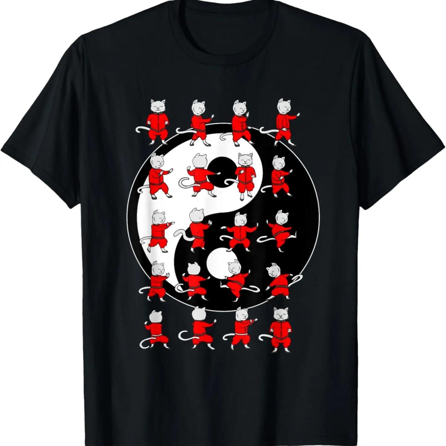 

Funny Tai Chi Cat Moves Yin Yang Design T-Shirt S чёрный