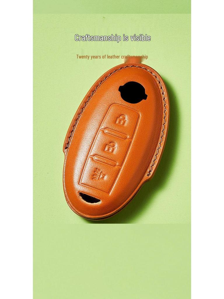 Skórzany Etui na Klucze ze Skóry Wyprawianej Roślinnie dla Nowego Kluczyka Samochodowego Sylphy Murano, Ręcznie Robiony Wzór Klamry dla Mężczyzn
