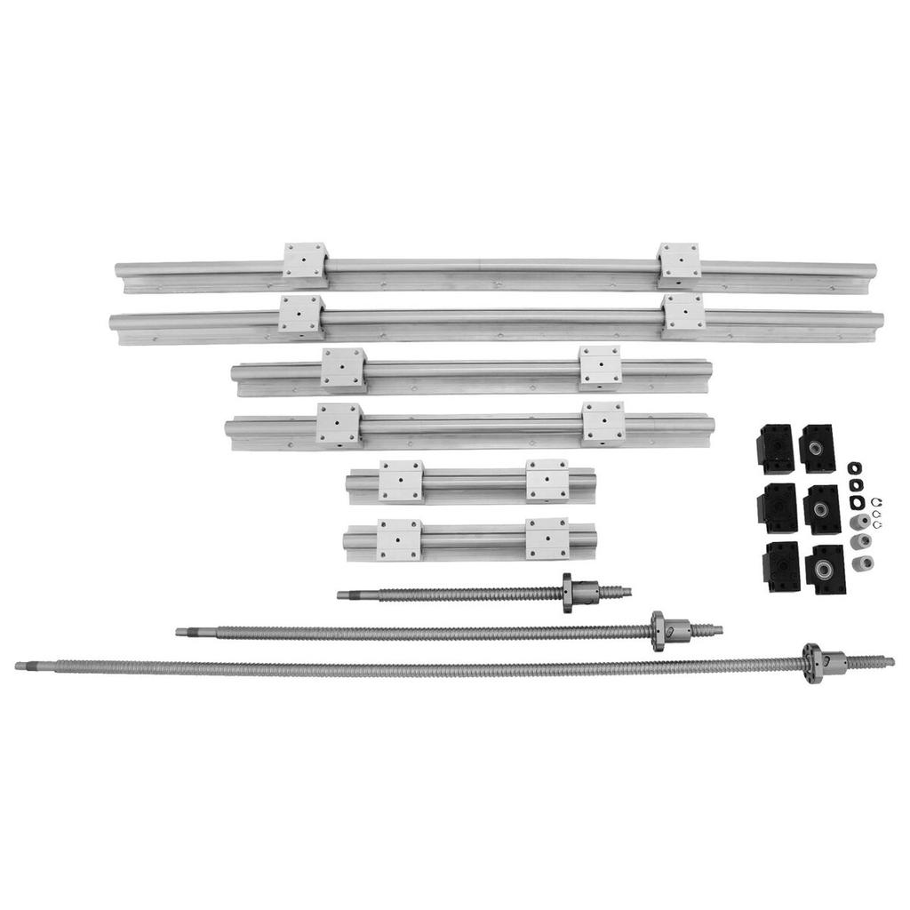 SBR20 Linear Rail Set+3 Ballscrew RM1605-350/650/1050mm CNC Set Support Liner Rail+BK/BF12 with BK/BF 12 CNC Kit