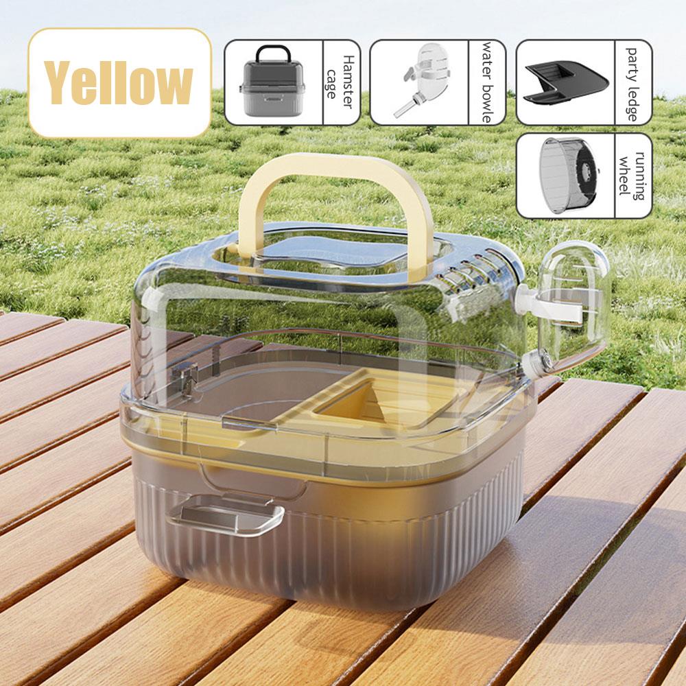 Chinchilla Cage Translucent Hamsters Travel Carry Case Large Capacity Breathable Hedgehog Pet Carrying Box With Water Bottle