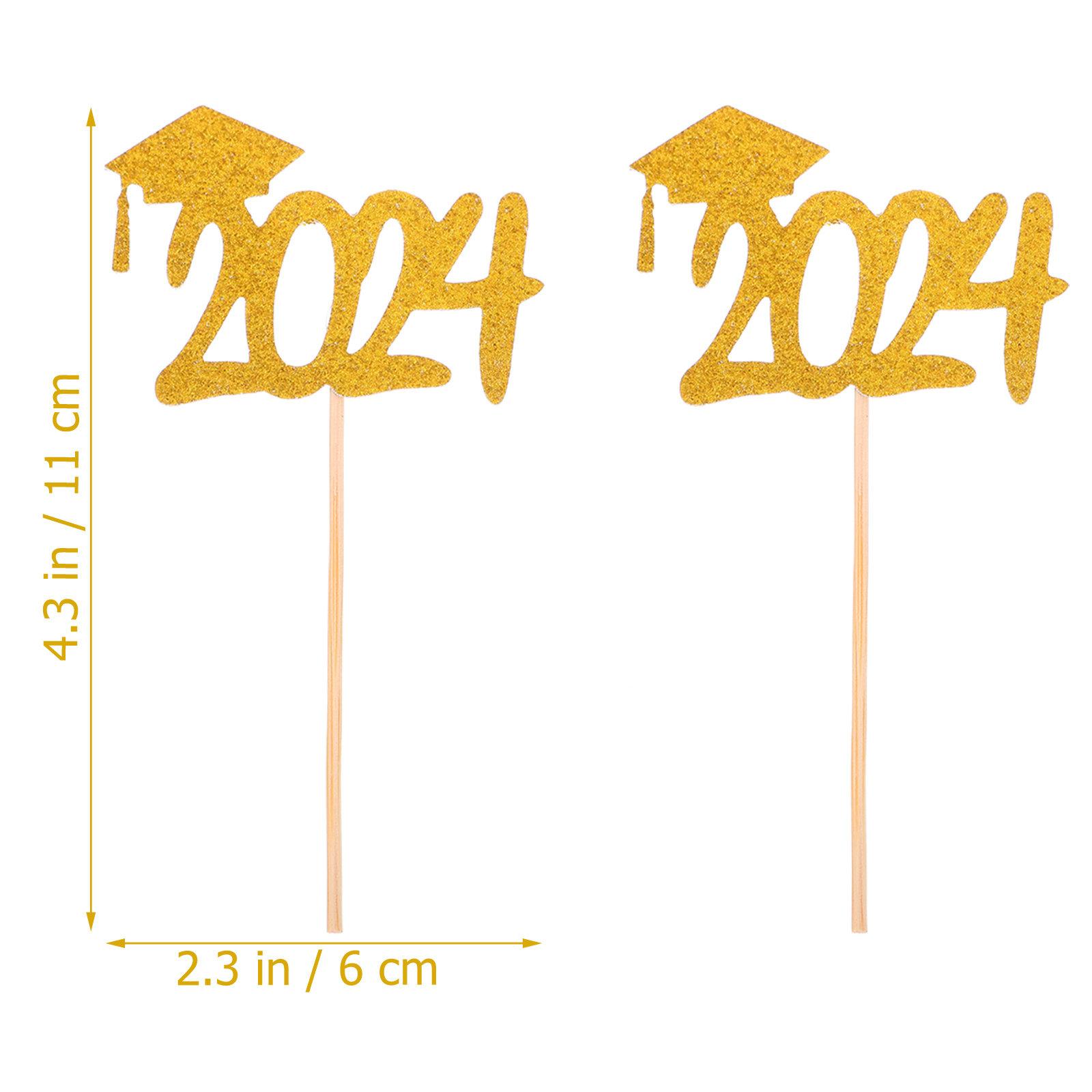 

10Pcs Graduation Cake Decorations Cupcake Toppers 2025 Grad Party Supplies Graduation Dessert Picks School Ceremony Cake золотистый