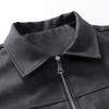 ROMON Men's Casual Lapel PU Leather Jacket