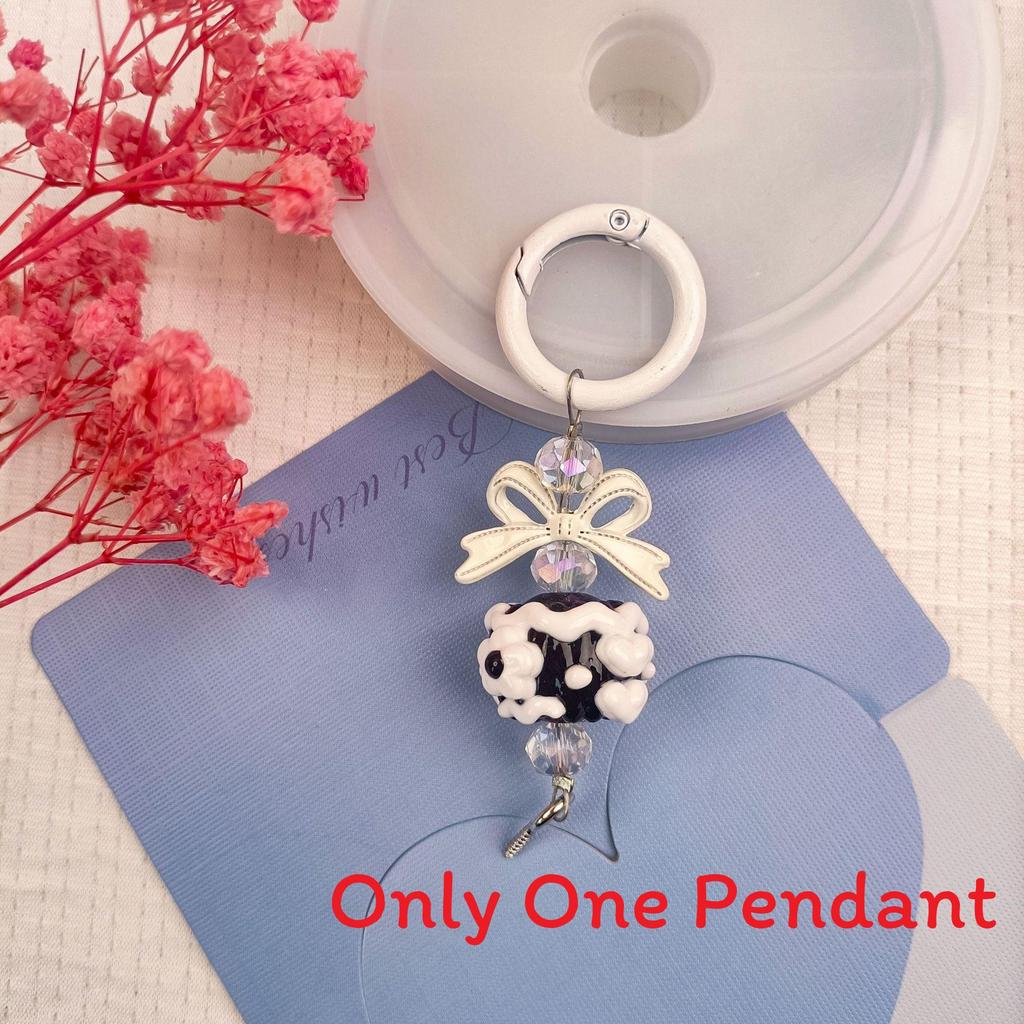 Cute Handdrawn Bead Keychain With Alloy Hook For Bags And Keys