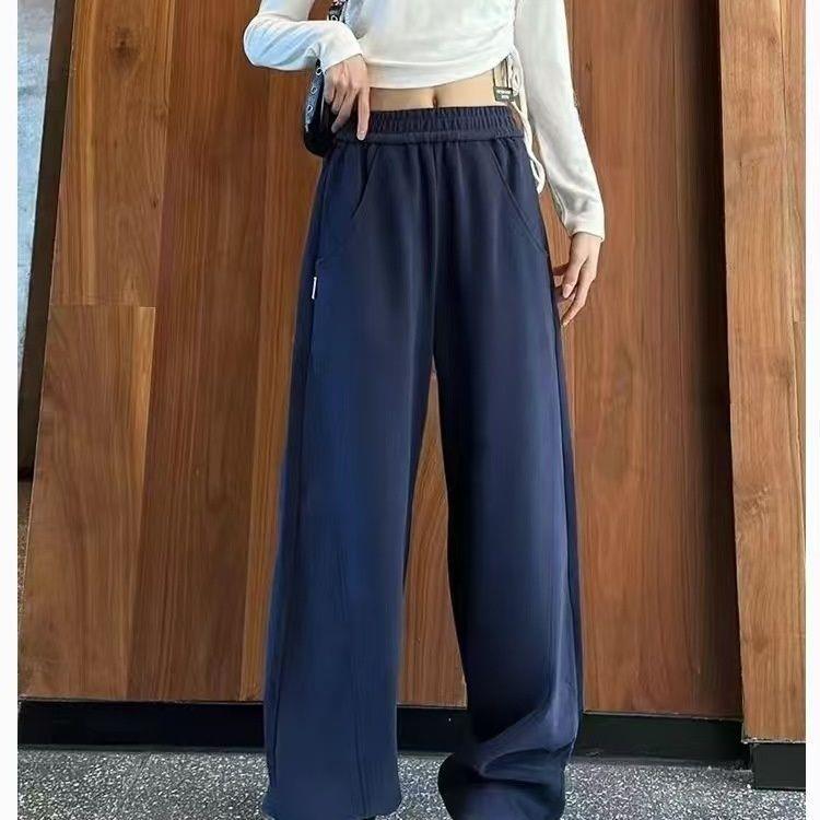 Women s Autumn Loose High-Waist Cocoon Slimming Wide-Leg Pants L (110-120 lbs)