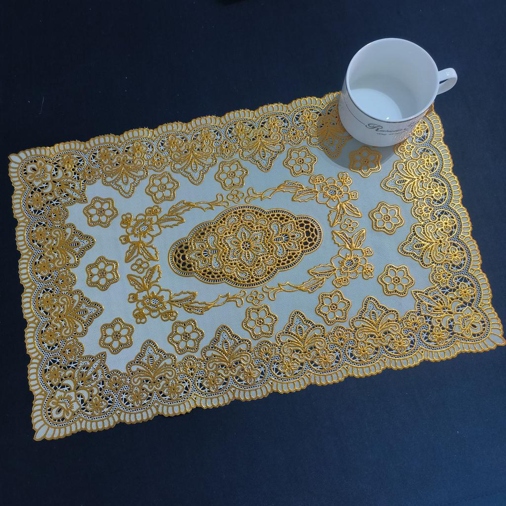 European-style household bronzing hollow placemat hotel high-end light luxury western dining mat floral thermal insulation mat