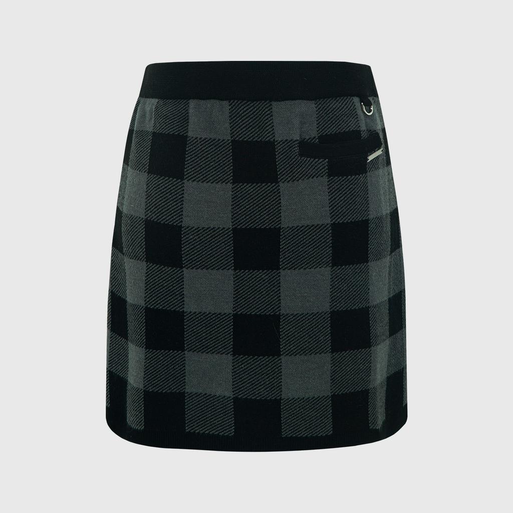 Rick Side Slit Check Knit Skirt (Black) _L3C1-Ns07K
