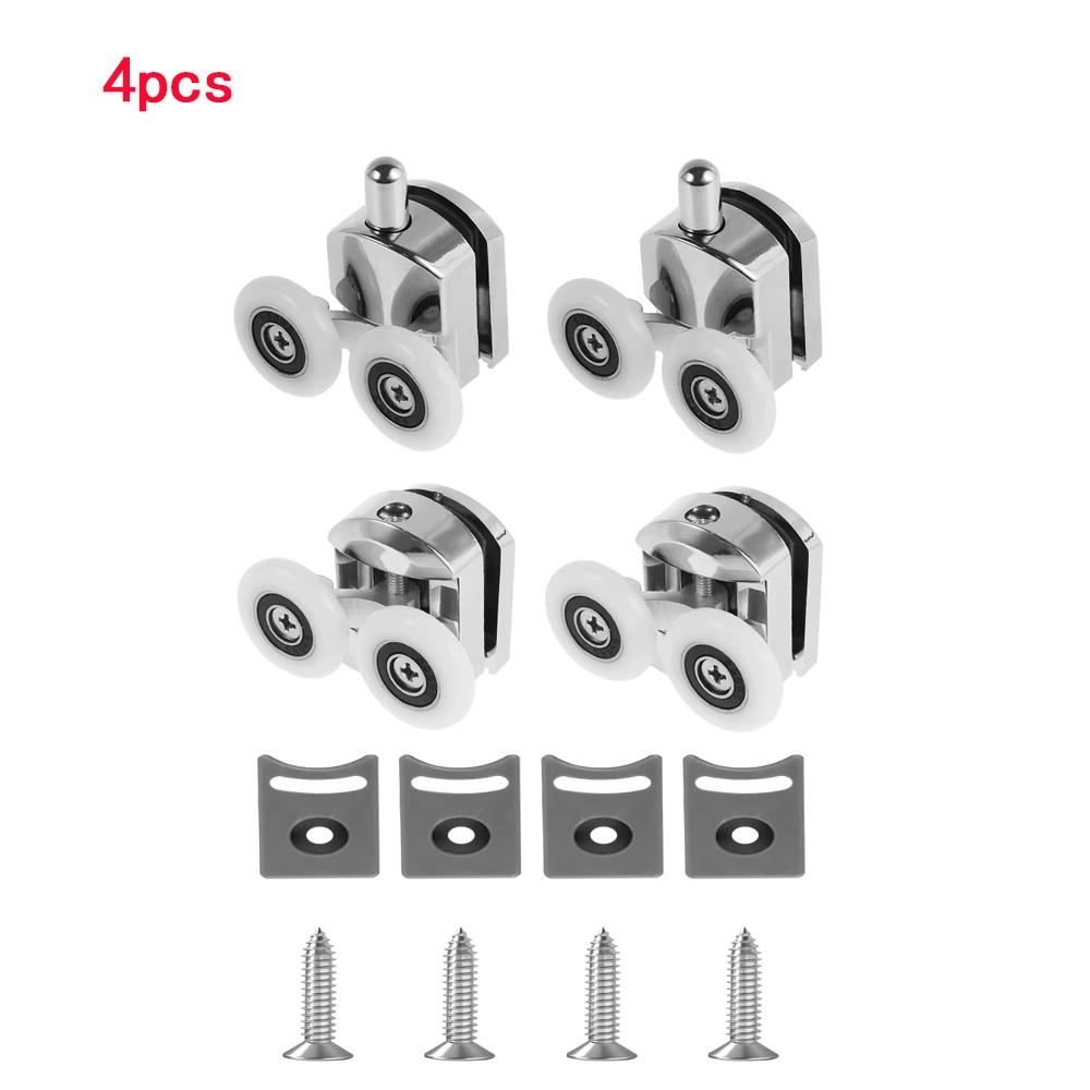 4/8/16Pcs Shower Screen Door Rollers Zinc Alloy Runners Wheels Twin Top Replacement Shower Wheel Runner Pulleys for12-14mm glass
