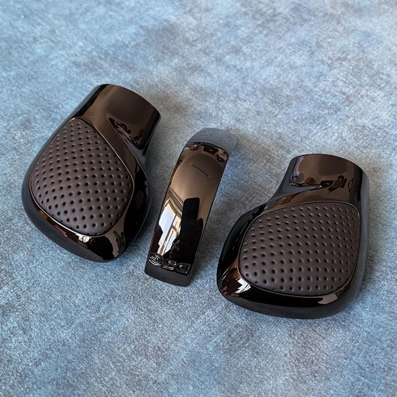 Chrom Matt mit Leder Schaltknauf Getriebe Seitenabdeckung DSG Emblem für VW Golf 6 7 R GTI Passat B7 B8 CC R20 Jetta MK6