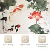 1Pcs Exquisite Ink Pool Goldfish Digital Print Shower Curtain, Polyester Material With Hook, Machine Washable, Woven, Bathroom