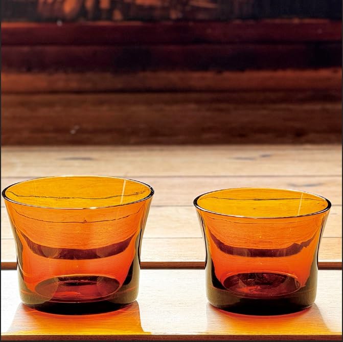 Hirota Glass Flare Glass, Heat-Resistant, Amber S, 160ml