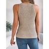 QICED Summer Solid Color Braided Button Sleeveless Top Vacation Knitted Sweater Women's Wear