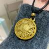 Gold-Plated Lotus Compass Necklace: Women's Filigree Pendant for Wealth and Fortune