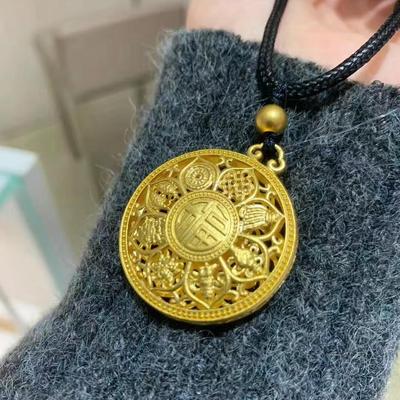 Collar Brújula de Loto Chapado en Oro: Colgante de Filigrana para Mujer para la Riqueza y la Fortuna