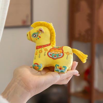 Brocade Zodiac Horse Sachet Embroidery Refillable Mascot Pony Pendant Zipper Design Chinese Style Bag Horse Hanging Decoration