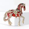 Delicate Cartoon Horse Brooch with Rhinestones Embellishments Enamel Animal Shaped Lapel Pin Accessory