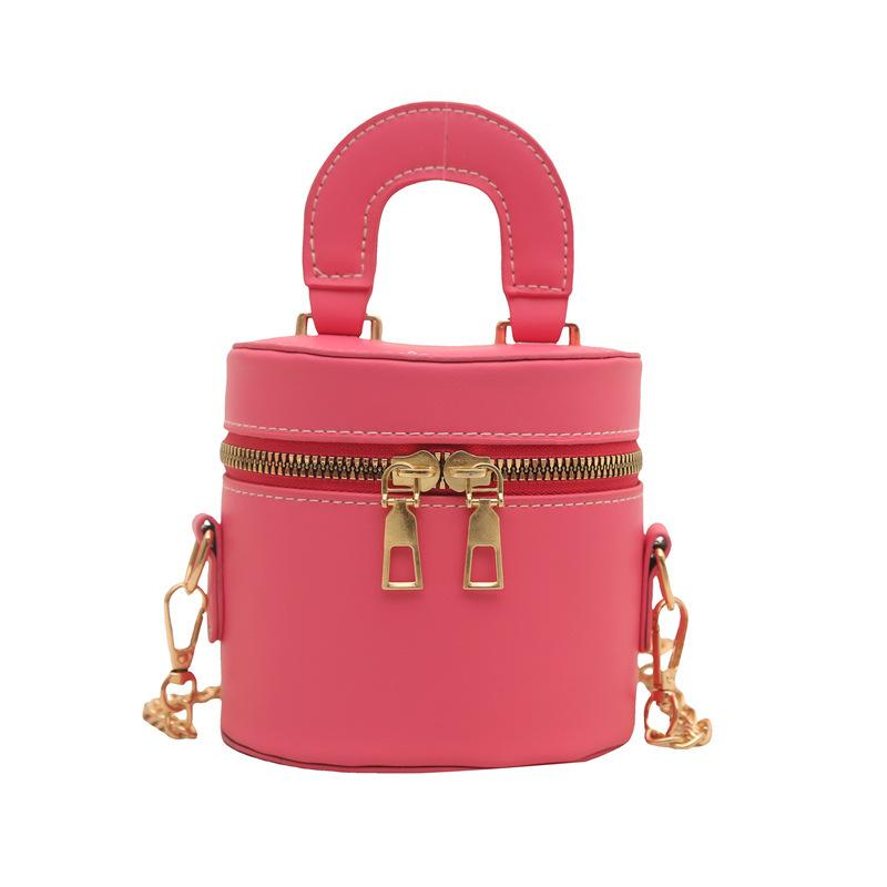 Double zipper portable bucket bag women's bag summer new shoulder bag trendy chain messenger bag