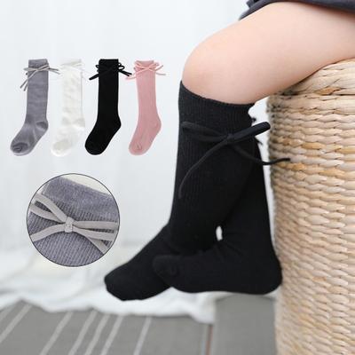 1 Pair Leg Warmer Breathable Water Absorption Accessory Toddler Girl Knee High Grips Socks with Bow Tie for Baby