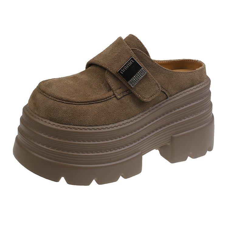 [Youshilai] Muffin Thick-bottomed Half-slippers Women's 2025 Spring New Fashionable Retro Casual Versatile One-pedal