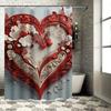 3D Red Heart with Flowers Shower Curtain | Romantic and Elegant Bathroom Decor