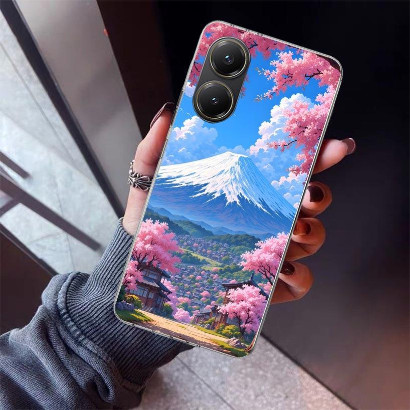 Japanische Kirschblüte Mount Fuji Handyhülle Für Xiaomi Poco X7 X6 X5 Pro F7 Ultra Redmi 15C 15 13 13C 12 12C 10 10A 10C 9 9A 9C 9T Sie