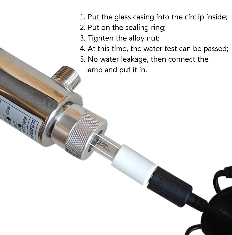 Sterilizator UV pentru Apă din Oțel Inoxidabil Lampă Tub Ultravioletă Filtru Dezinfectare Apă Potabilă Directă Purificator Acvariu Rezervor Pești