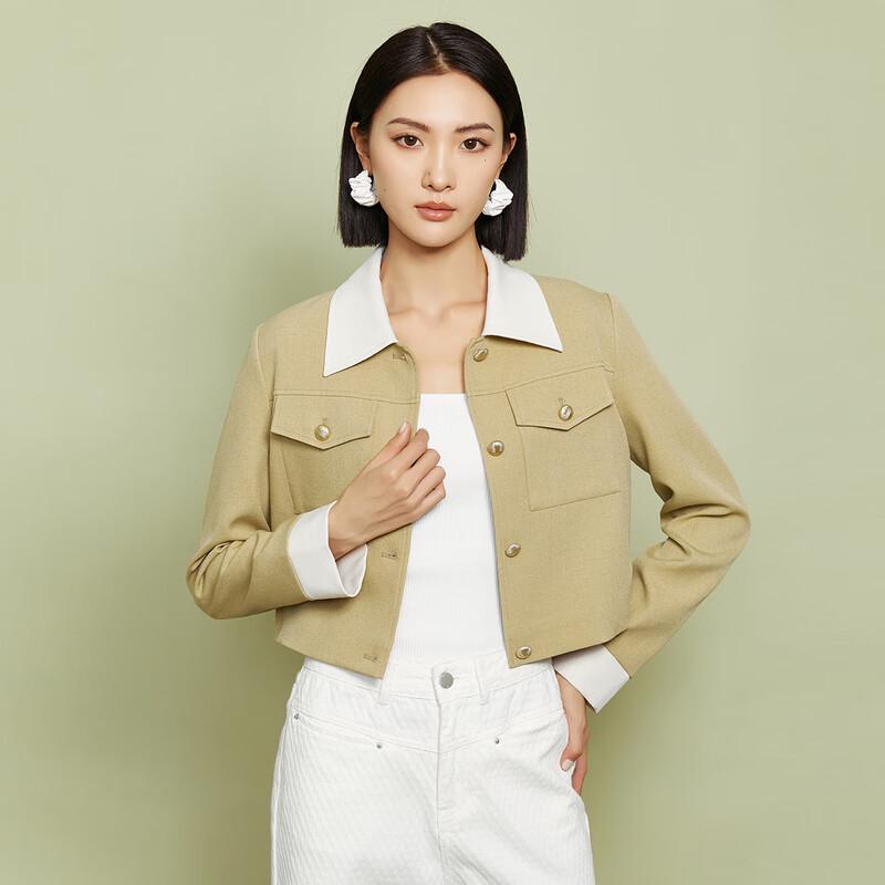 Tatu Women's Color Block Patchwork Cropped Jacket