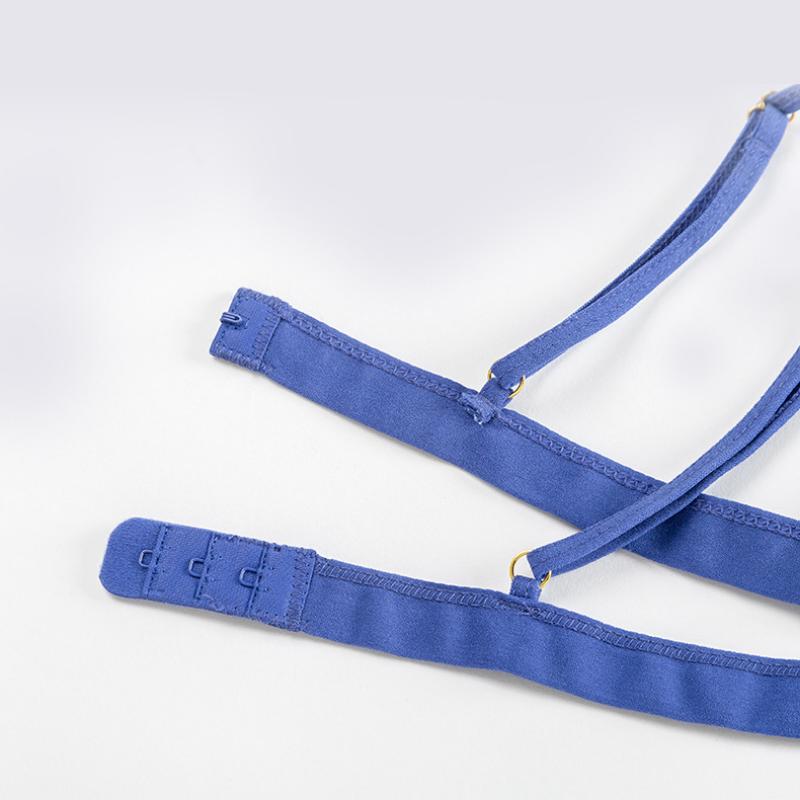 Thin Colour Blocking Underwear Triangle Cups Beauty Back Bra Thin Straps Small Gathering Bra Back Single Row Buckle