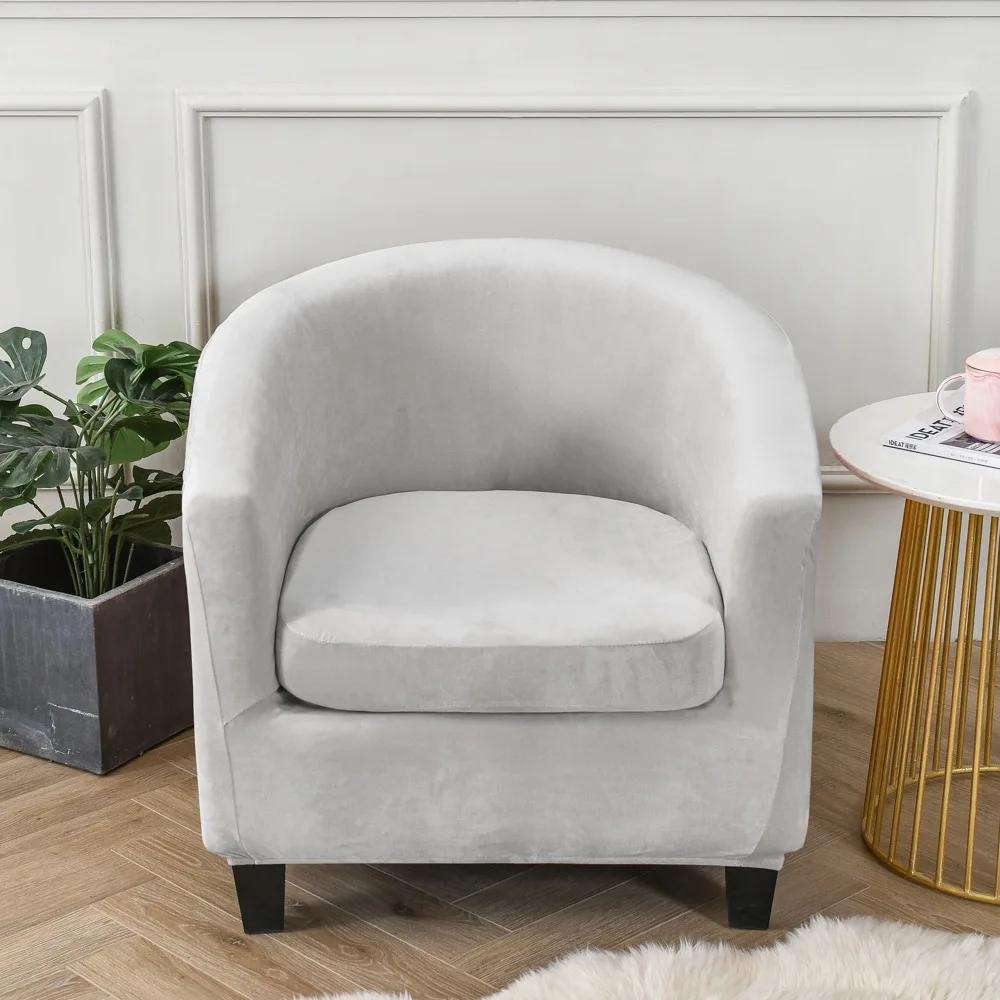 Velvet Club Chair Cover 2pcs/Set Tub Sofa Cover Small Round Sofa Slipcovers for Living Room Couch Cover With Seat Cushion Covers