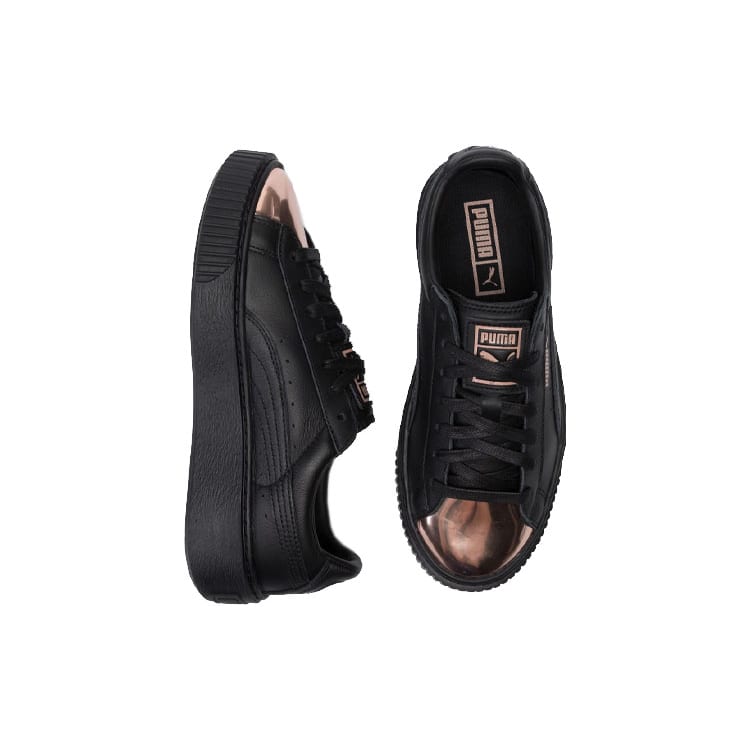 PUMA Basket Platform Metallic PUMA Black Rose Gold Women's 366169-02