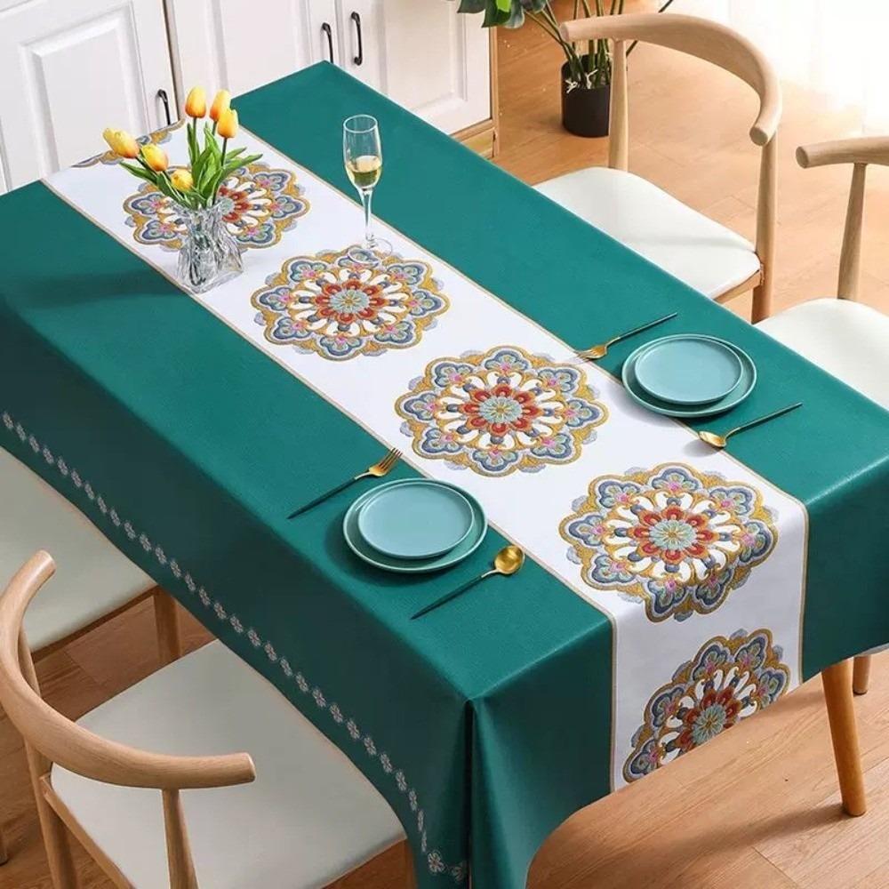 Waterproof PVC Tablecloth Printed Washable Oil-Resistant Table Cloth Anti Slip Anti-Scald Table Cover Wedding Dining Room