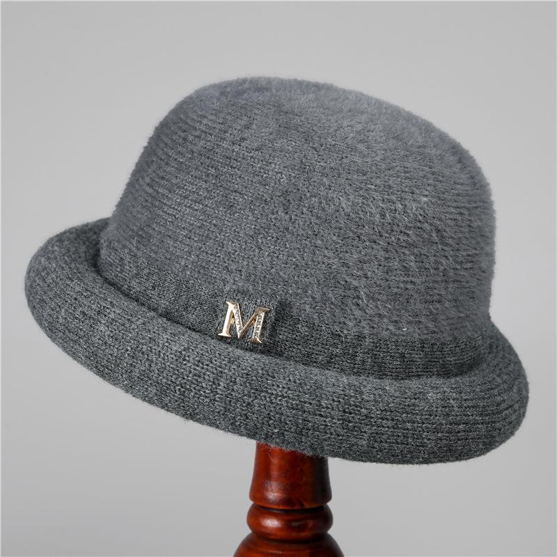 Hut Damen Winter Fischerhut Oma Kaschmir Warm Gestrickter Zylinder Mittleres Alter Ältere Mutter Mode Wolltopf Hut