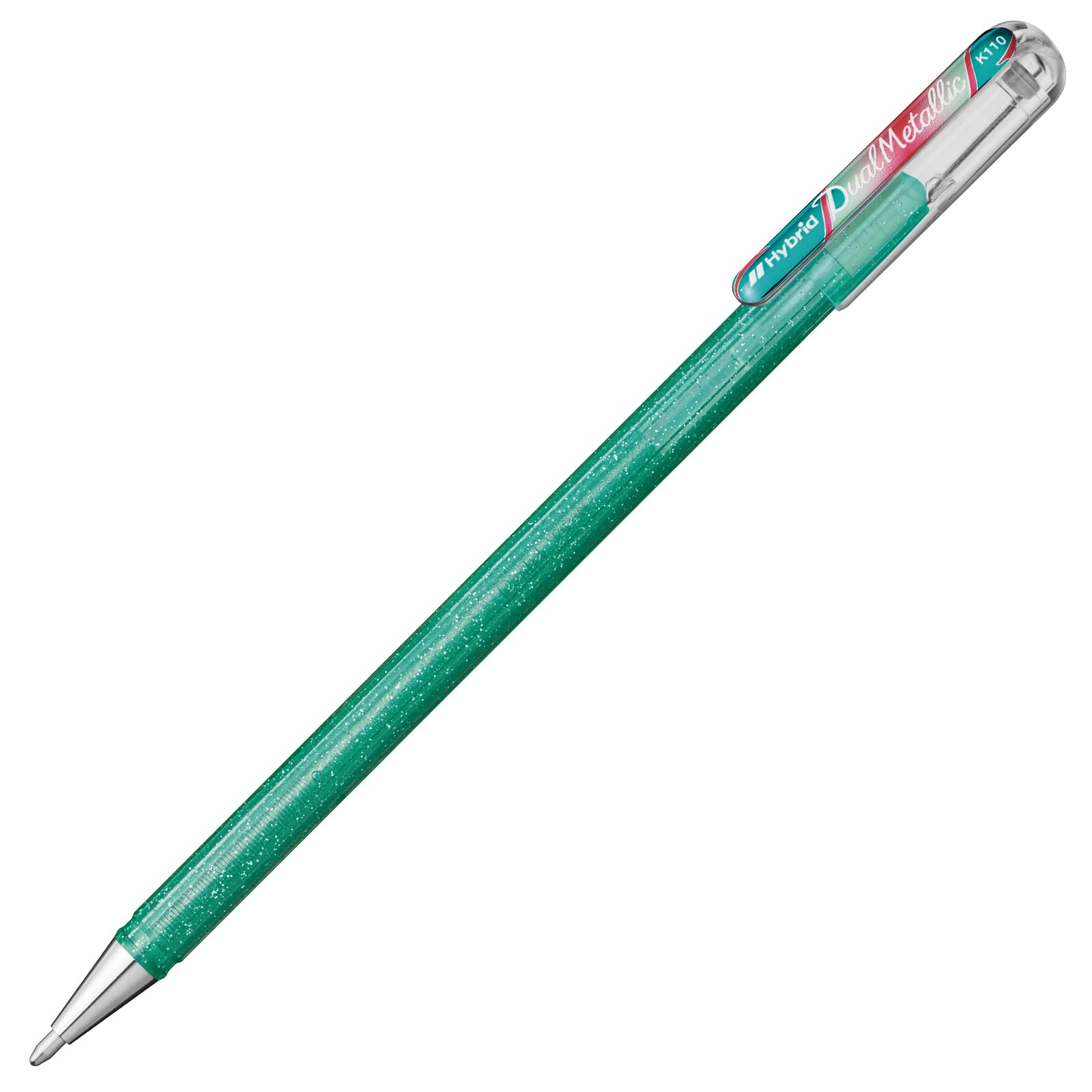 

Pentel Dual Metallic Ballpoint Turquoise Green Metallic Red Pens, + & Green, 10-Piece Set, K110-DMD(10)