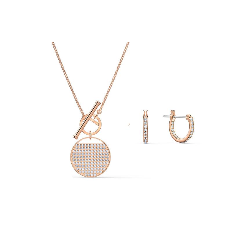Swarovski Ginger sparkling pavé necklace and earrings set 5574915 золотой