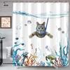 Cute Cat Shower Privacy Unit Bath Bath Small Animal Design X Curtain, Waterproof, Mildew-Resistant, Screen, Bath, Curtain, Supplies, Beach, Window,