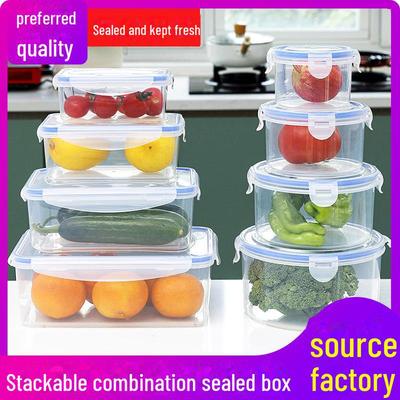 Stackable Transparent Thickened Plastic Refrigerator Storage and Microwaveable Sealed Fresh-Keeping Box